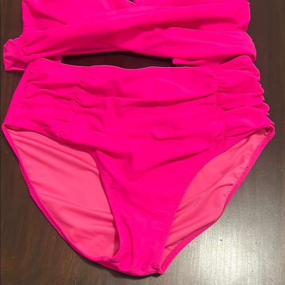 Blooming Jelly High Waisted Bikini Halter Criss
Cross Wrap Swim Suit Hot Pink - Picture 2 of 13